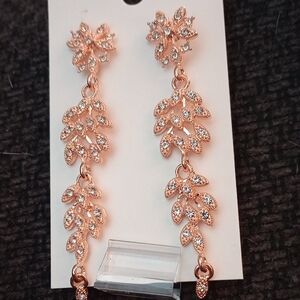 5/20 Elegant Rose Gold Leaf Drop Earrings